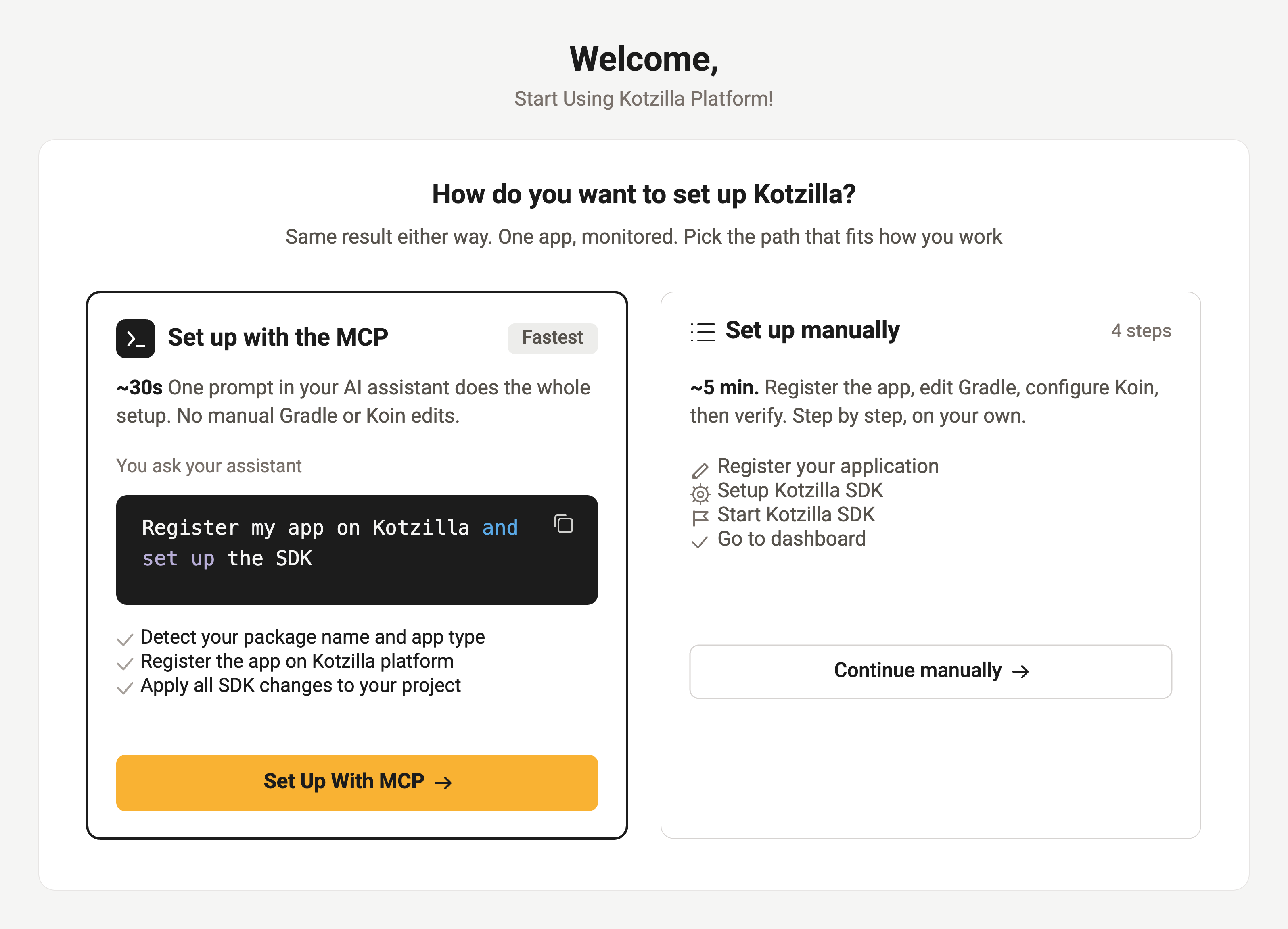 Onboarding - Setup Choice